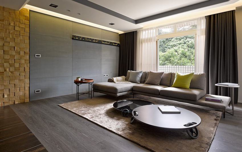灰色系现代别墅客厅软装设计