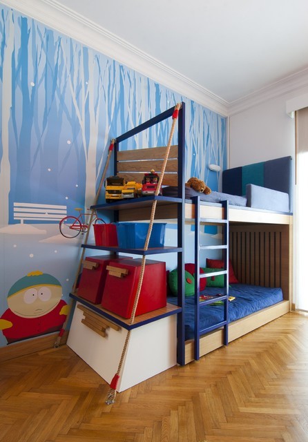 地中海风格 儿童房上下床装饰图