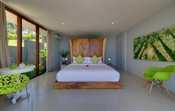自然简约别墅卧室实木床设计