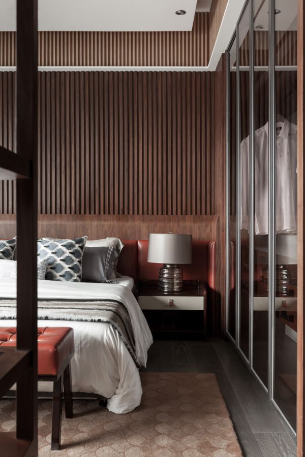 简中式现代卧室 床头背景墙装饰