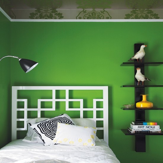 酸橙绿美式现代卧室效果图