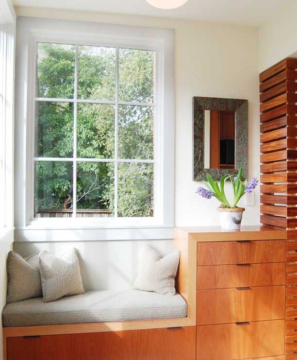 自然简美式实木飘窗柜设计图
