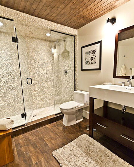 木色复古美式卫浴间效果图