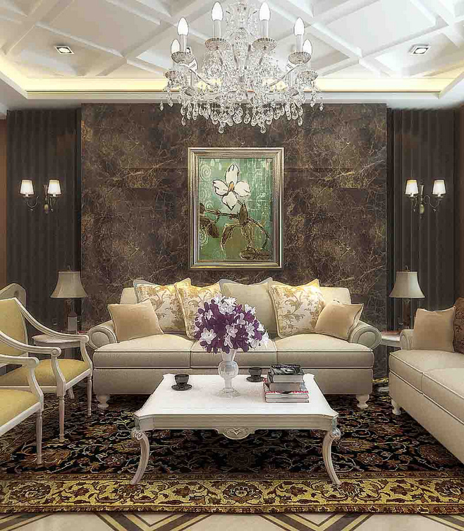 摩登奢华欧式客厅沙发背景墙设计