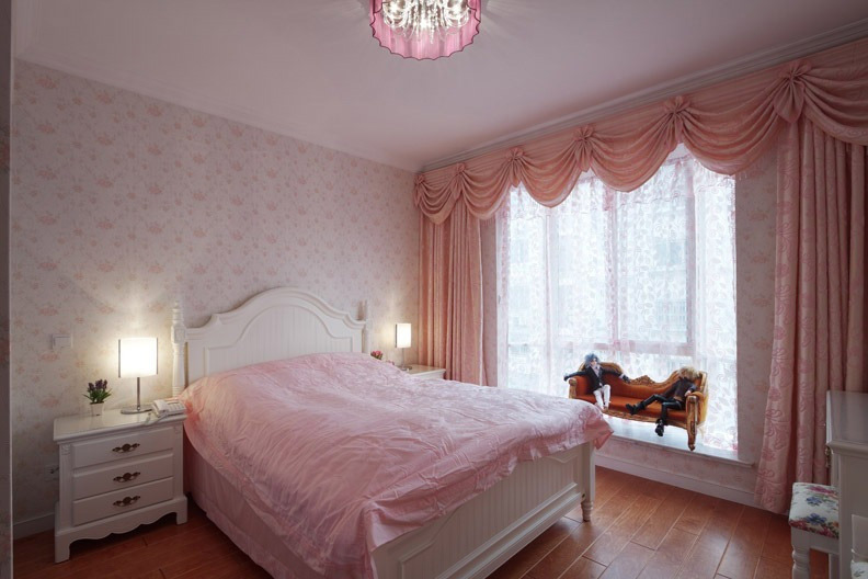 甜美粉色系欧式公主房设计图