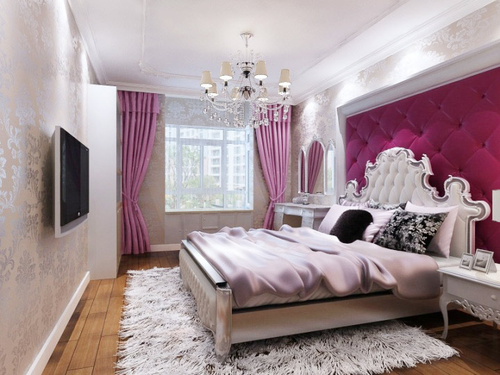 奢华高贵紫欧式新古典卧室效果图