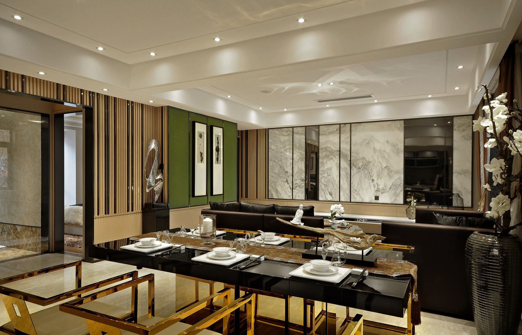 新中式风格餐厅桌面效果图