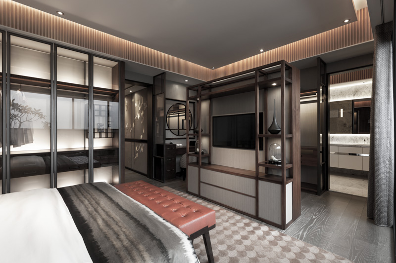 现代日式设计卧室隔断效果图
