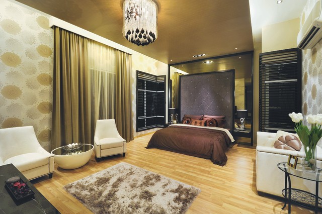 奢华质感现代风 金色卧室效果图