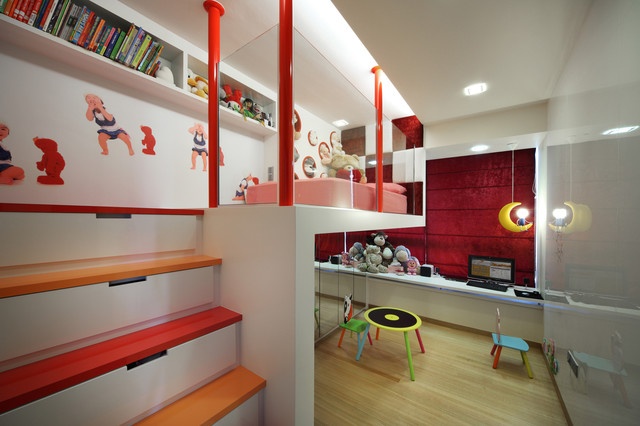 现代创意儿童卧室书房隔断设计
