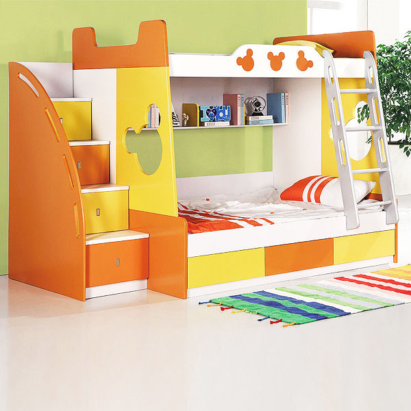 缤纷色彩简约风儿童房双层床设计