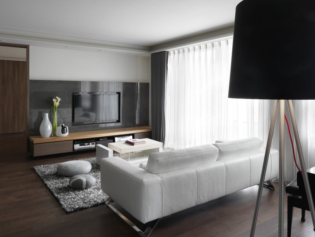 时尚现代客厅纯白沙发装饰图
