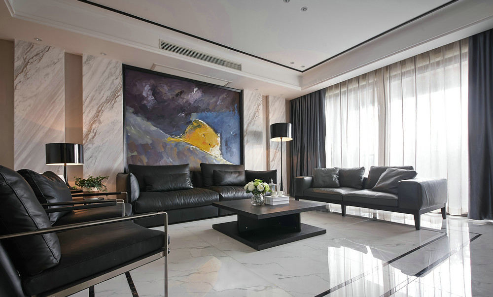 黑白时尚现代客厅家装设计