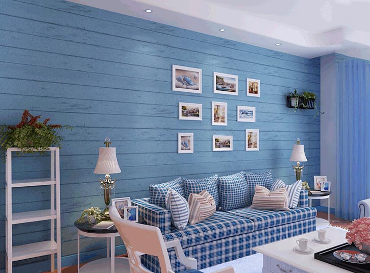梦幻地中海风情 蓝色系客厅背景墙设计