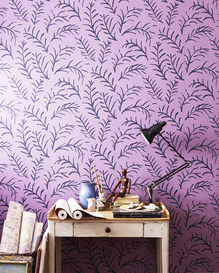 浪漫北欧田园风 紫色碎花壁纸图片