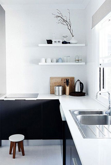 黑白分明 简洁北欧风厨房设计效果图