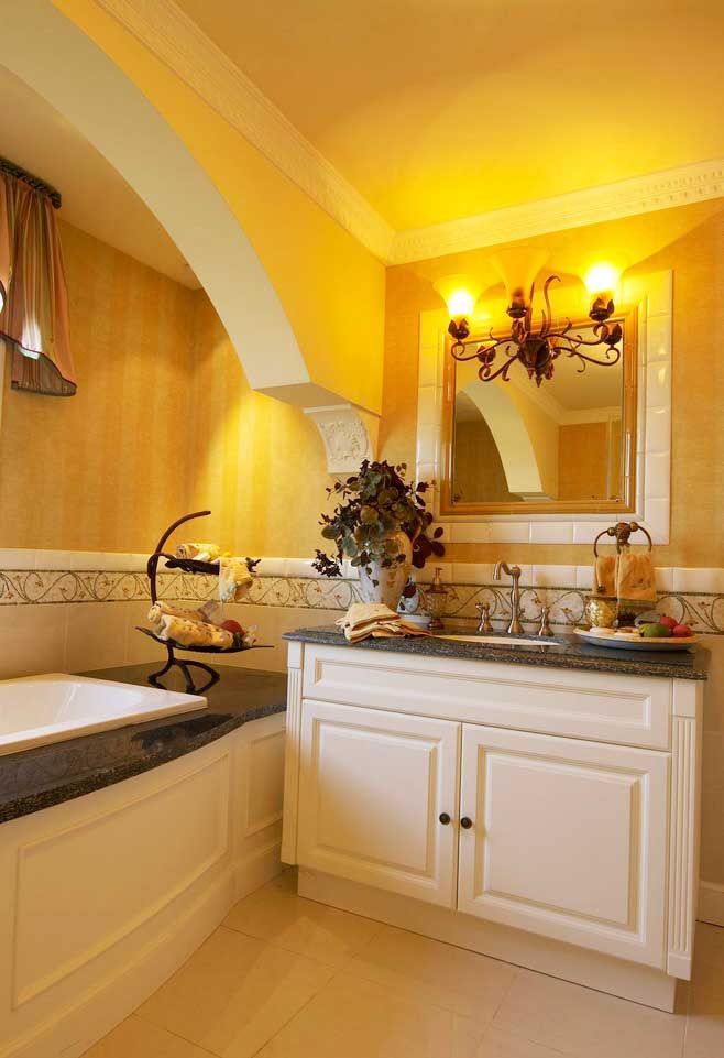 金色复古简欧风卫生间 浴室柜设计图