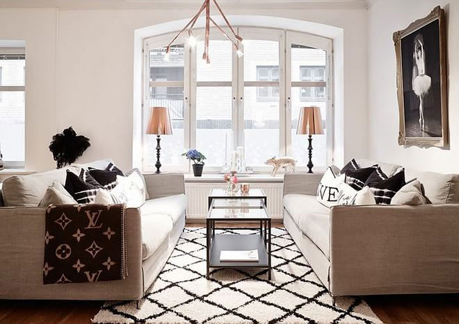 北欧几何图案地毯设计 给客厅增添文艺情调