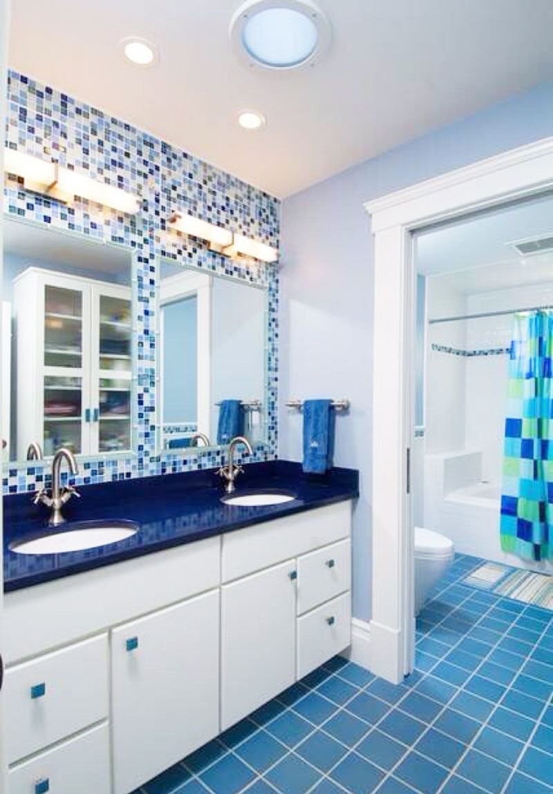 地中海风情 蓝白色浴室柜设计图
