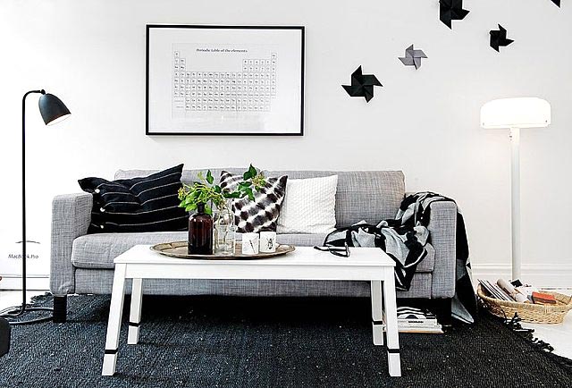 黑白配北欧风沙发照片墙设计