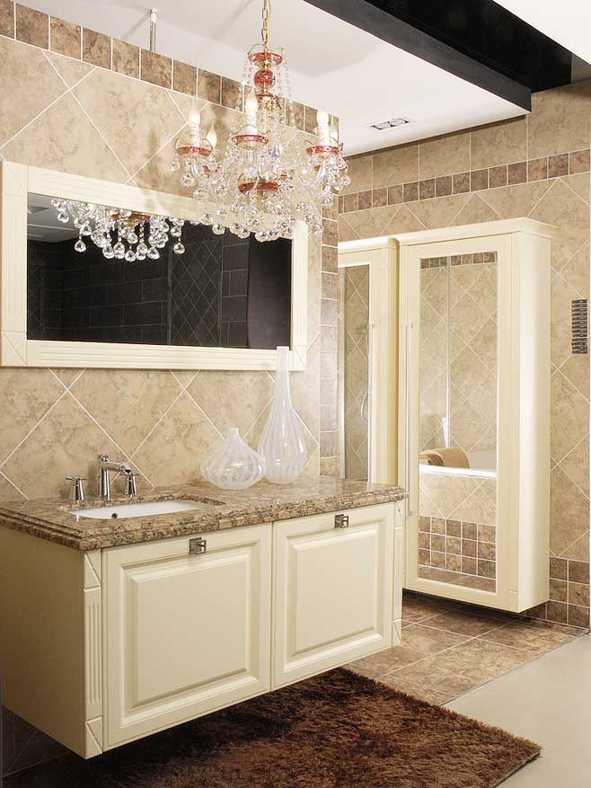 优雅欧式卫生间白色浴室柜设计图