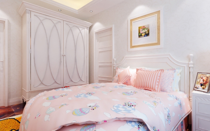 浪漫韩式田园风卧室 精致白色衣柜设计