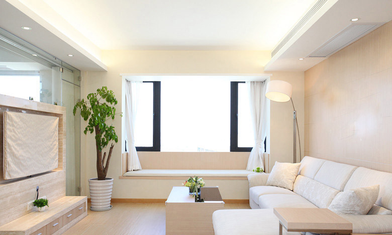 舒适简洁日式客厅 布艺沙发效果图