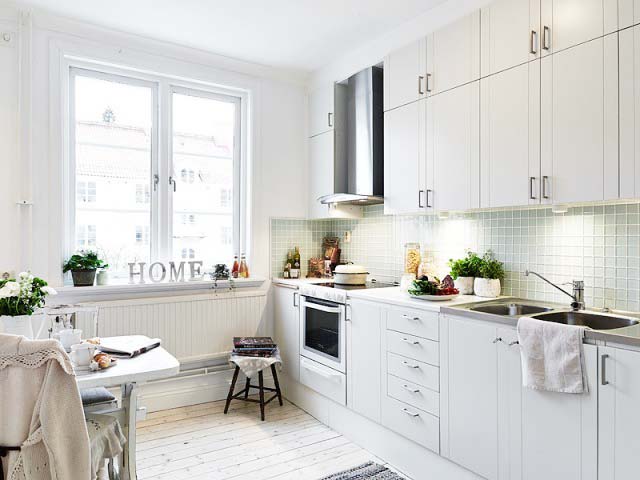纯净白色北欧风 开放式厨房装修效果图