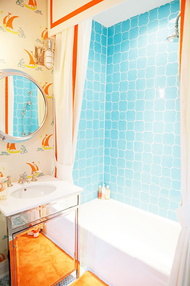 蓝色地中海风情瓷砖 打造清凉卫浴间