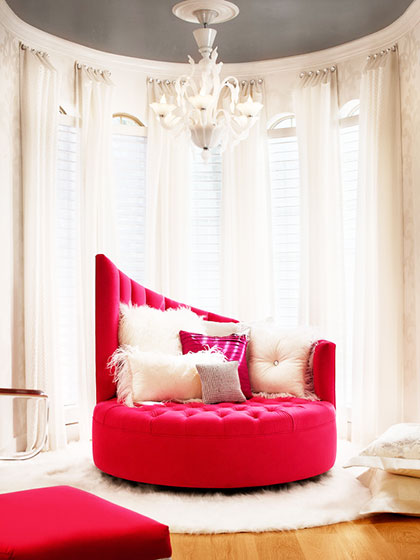 浪漫欧式客厅 大红色沙发效果图