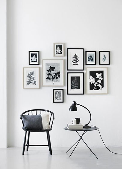 时尚黑白配北欧风客厅照片墙设计