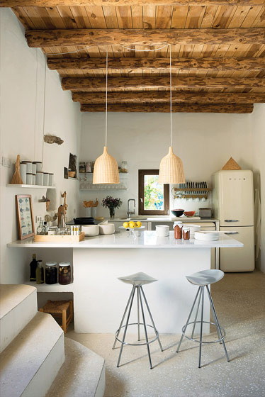 自然北欧风开放式厨房 双人吧台设计