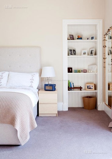纯净简洁北欧风卧室 嵌入式收纳设计