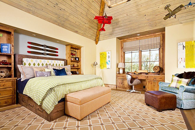 自然森系美式男孩房卧室效果图