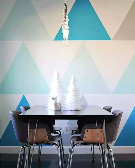 小清新北欧风餐厅 创意几何图案背景墙设计