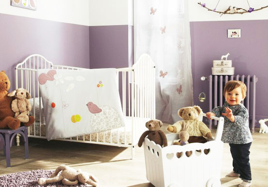 浪漫紫色北欧风儿童房效果图