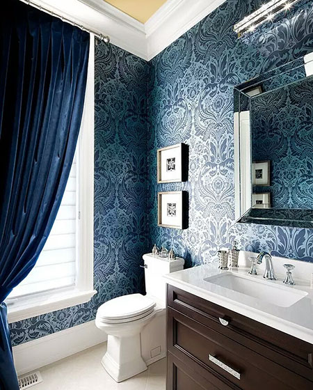 欧式新古典卫浴 蓝调背景墙设计