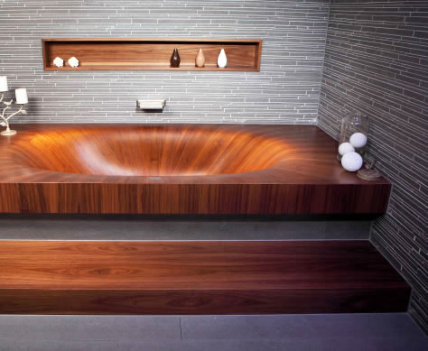 舒适东南亚风 木质浴缸效果图