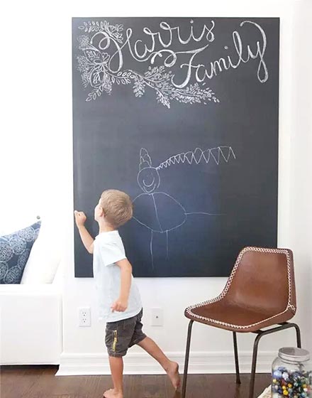简洁北欧风儿童房黑板墙效果图
