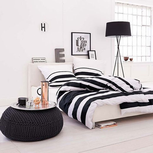 时尚极简主义设计 黑白配卧室效果图