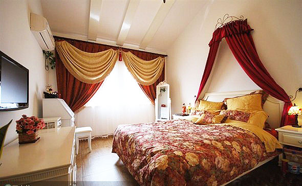 浪漫复古地中海风情 婚房卧室设计图