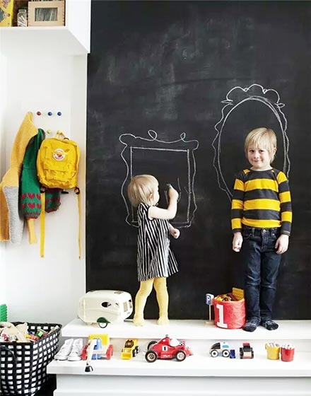 创意北欧风儿童房黑板墙效果图