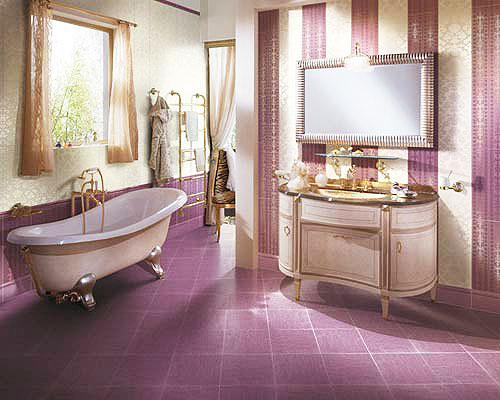 紫色系卫浴间效果图 演绎梦幻空间