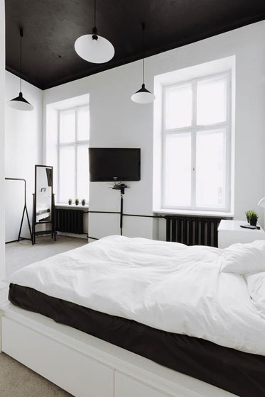 时尚黑白配 极简主义卧室效果图