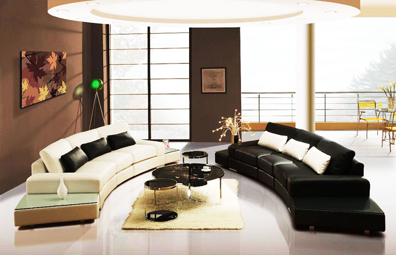 黑白配现代简约风 半圆形组合沙发设计