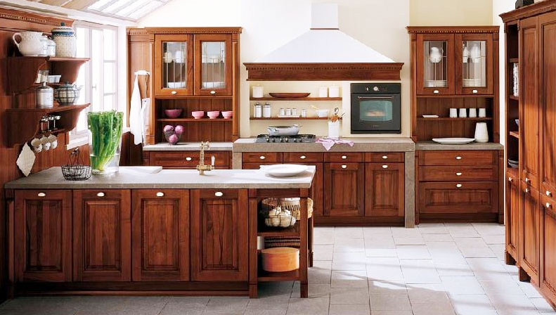 复古美式厨房实木橱柜设计图