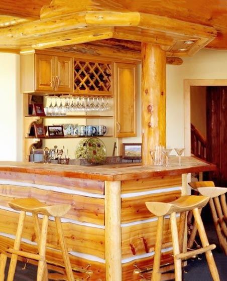 森系美式厨房 原木吧台装修装饰图
