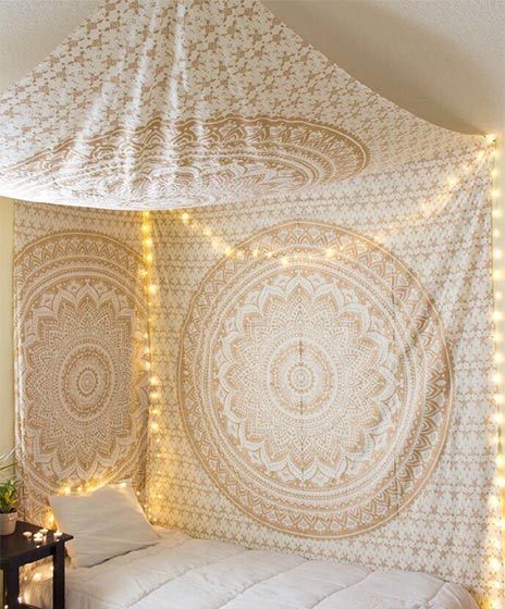 文艺复古波西米亚风格 卧室床帐装修效果图