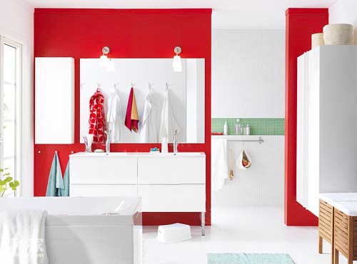 时尚现代宜家风 红白配浴室柜效果图