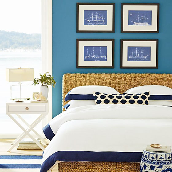 清爽地中海风情卧室照片墙效果图